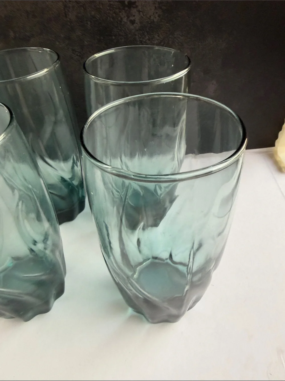 Anchor Hocking Sea Glass Teal Swirl Drinking Glasses Central Park- Set of 4